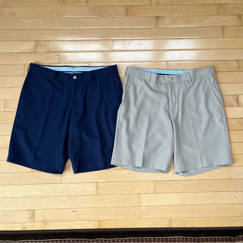 Peter Millar Lot of 2 Golf Shorts Chino Khaki Navy Men’s Size 33